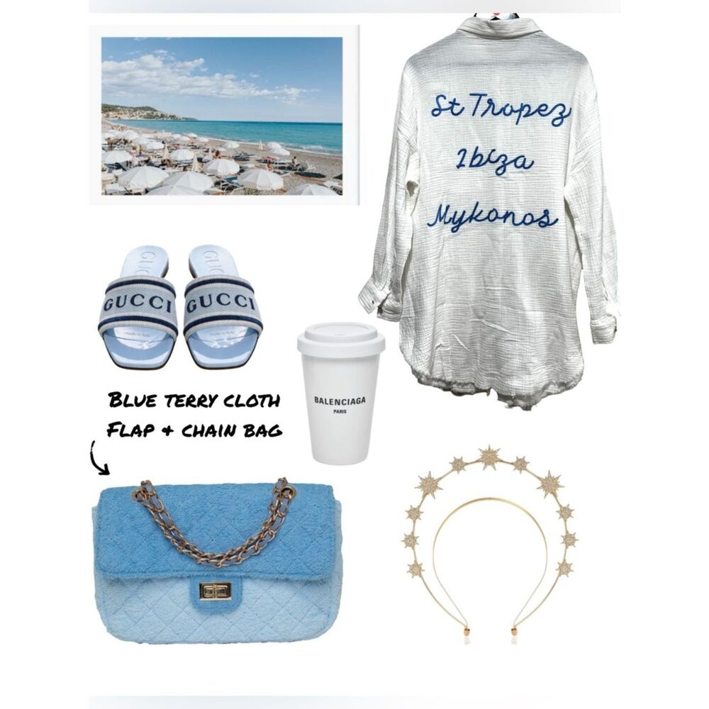 LAST ONE! Blue Ombre Terrycloth Flap Bag With Chain